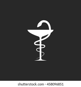 Pharmacy Icon with Caduceus symbol sign simple icon on background
