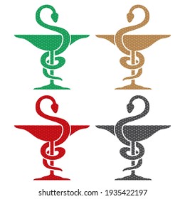 Pharmacy Icon With Caduceus Symbol Vector Illustration. Pharmacy Logo Isolated On White Background
