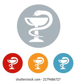 Pharmacy Icon With Caduceus Symbol Vector Illustration. Pharmacy Logo Isolated