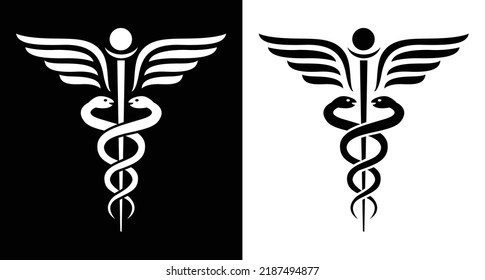 Pharmacy Icon with Caduceus Symbol vector illustration, Medicine symbol icon, Hospital icons isolated white background