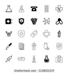 Pharmacy icon. collection of 25 pharmacy filled and outline icons such as bandage, medical phone, health insurance, test tube. editable pharmacy icons for web and mobile.