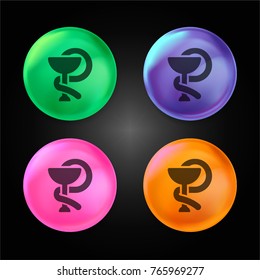 Pharmacy Icon crystal ball design icon in green - blue - pink and orange.