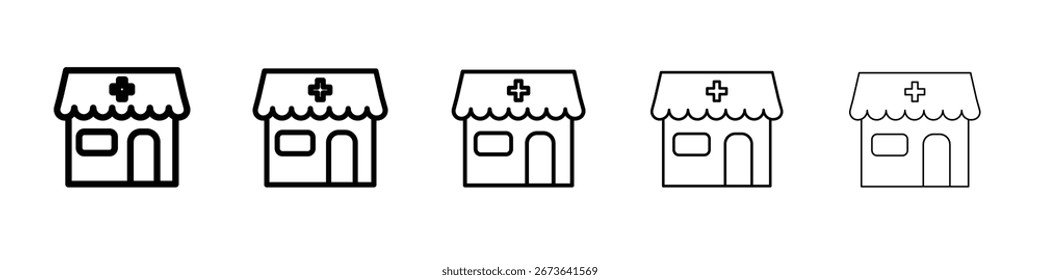 Icono de farmacia ilustración plana set logo
