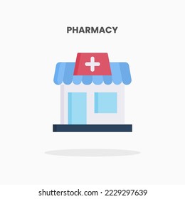 Pharmacy icon flat. Vector illustration on white background. Can used for web, app, digital product, presentation, UI and many more.