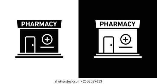 Pharmacy icon Flat vector set outline