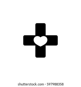 Pharmacy icon, heart, flat design template, vector 