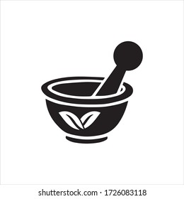 Pharmacy icon , Herbal pharmacy symbol ,  Pestle and Mortar vector illustration design template