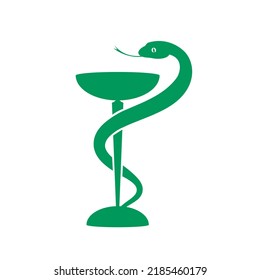 Pharmacy icon isolated on white background. Bowl of Hygeia symbol. Vector illustration