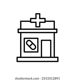 Icono de farmacia aislado sobre fondo blanco