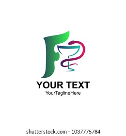 Pharmacy icon with letter F Initial Logo Template