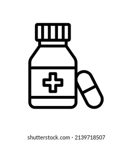 Pharmacy Icon. Line Art Style Design Isolated On White Background