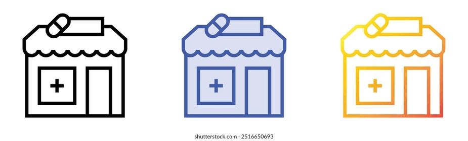 pharmacy icon. Linear, Blue Fill and Gradient Style Design Isolated On White Background