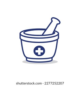 Pharmacy. Pharmacy Icon. Mortar and Pestle illustration. Pharmacy simple sign. Health or medical equipment vector.
