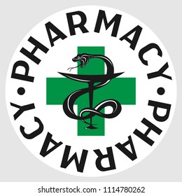 Pharmacy icon on The background of The Sign of The First Aid Cross Sign.