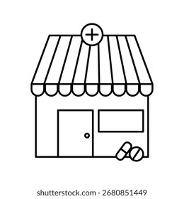 Icono de farmacia sobre fondo blanco