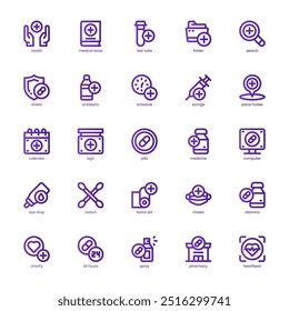 Pharmacy icon pack for your website, mobile, presentation, and logo design. Pharmacy icon basic line gradient design. Vector graphics illustration and editable stroke.