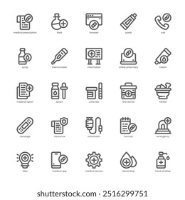 Paquete de iconos de farmacia para su Sitio web, móvil, presentación y diseño de logotipo. Diseño de esquema de icono de farmacia. Ilustración gráfica de Vector y trazo editable.