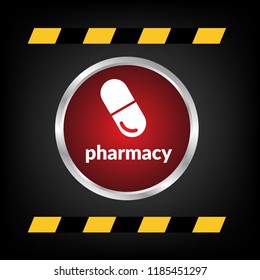 pharmacy icon and red glossy button
