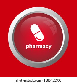 pharmacy icon and red glossy button