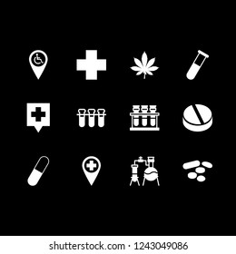 pharmacy icon set about pharmacy sign, chemistry, drug and medication vector set