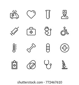 Pharmacy icon set. Collection of high quality black outline logo for web site design and mobile apps. Vector illustration on a white background.