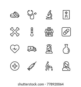 Pharmacy icon set. Collection of high quality black outline logo for web site design and mobile apps. Vector illustration on a white background.