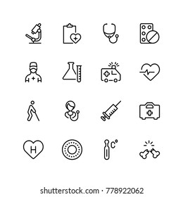 Pharmacy icon set. Collection of high quality black outline logo for web site design and mobile apps. Vector illustration on a white background.