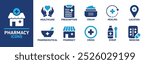 Pharmacy Icon Set Featuring Healthcare, Prescription, Healing, Medicine, and Pharmacy Symbols