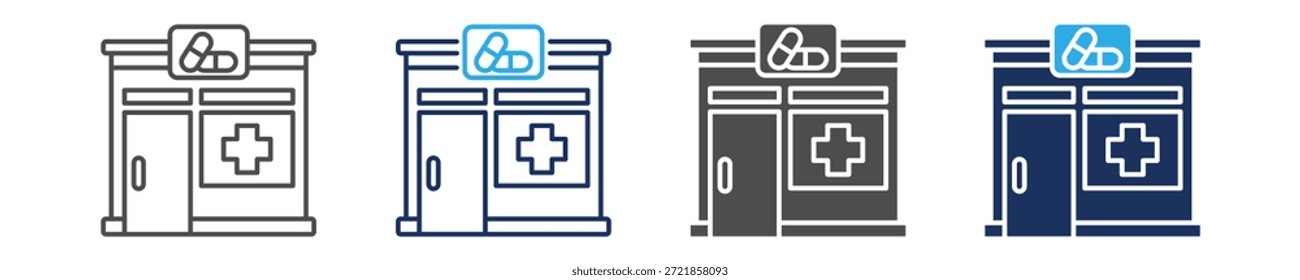 Apotheken-Icon-Set mit mehreren Konzepten