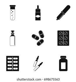 Pharmacy icon set. Simple style set of 9 pharmacy vector icons for web isolated on white background