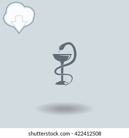 Pharmacy icon with shadow. Cloud of download with arrow.