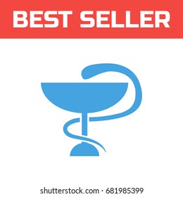 Pharmacy icon . Single high quality outline symbol for web design or mobile app. Thin line sign for design logo. Blue pictogram on white background. Vector illustration.