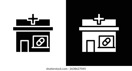 Pharmacy icon Vector in flat style. Collection silhouettes