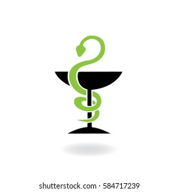 Pharmacy icon, vector, green snake.