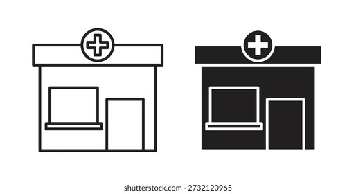 Apotheke-Symbol. Vektorgrafik, flach und Strich