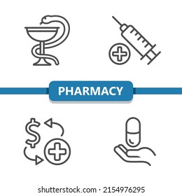 Pharmacy Icons. Healthcare, Health Care, Medical Icon. Professional, pixel perfect icons. EPS 10 format.