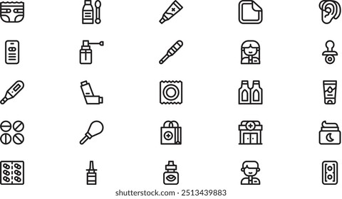 Pharmacy icons High-Quality Vector Icons Collection with Editable Stroke. Ideal for Professional and Creative Projects.