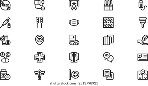 Pharmacy icons High-Quality Vector Icons Collection with Editable Stroke. Ideal for Professional and Creative Projects.