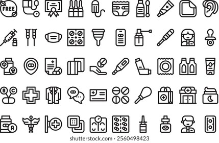 Pharmacy icons High-Quality Vector Icons Collection with Editable Stroke. Ideal for Professional and Creative Projects.