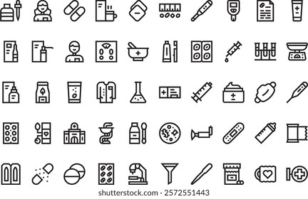 Pharmacy icons High-Quality Vector Icons Collection with Editable Stroke. Ideal for Professional and Creative Projects.
