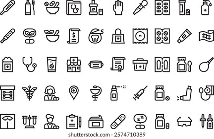 Pharmacy icons High-Quality Vector Icons Collection with Editable Stroke. Ideal for Professional and Creative Projects