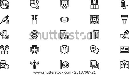 Pharmacy icons High-Quality Vector Icons Collection with Editable Stroke. Ideal for Professional and Creative Projects.