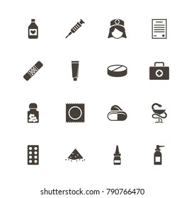 Pharmacy icons. Perfect black pictogram on white background. Flat simple vector icon.