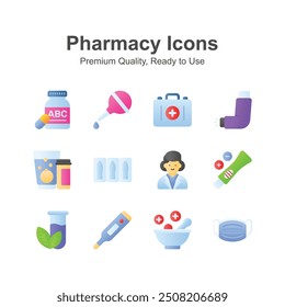 Pharmacy icons set, ready to use in websites and mobile apps