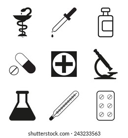 Pharmacy Icons. Vector illustration 