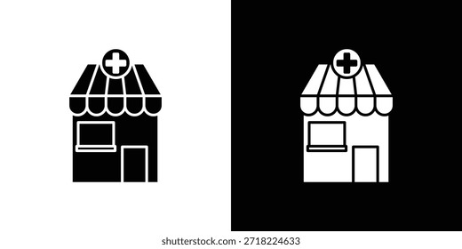 Ícones da farmácia. Pixels de símbolo de ilustração de modelo de vetor perfeitos