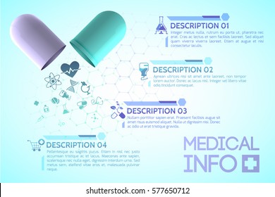 Pharmacy Information Poster With Science And Health Symbols Realistic Vector Illustration
