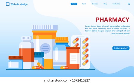 Pharmacy landing page website illustration vector flat design 