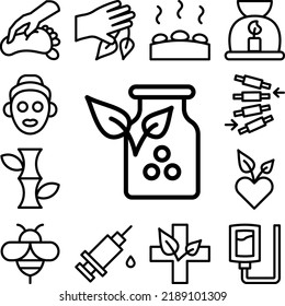 Pharmacy leaf icon in a collection with other items