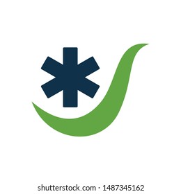 pharmacy and leaf icon symbol clinic logo template
